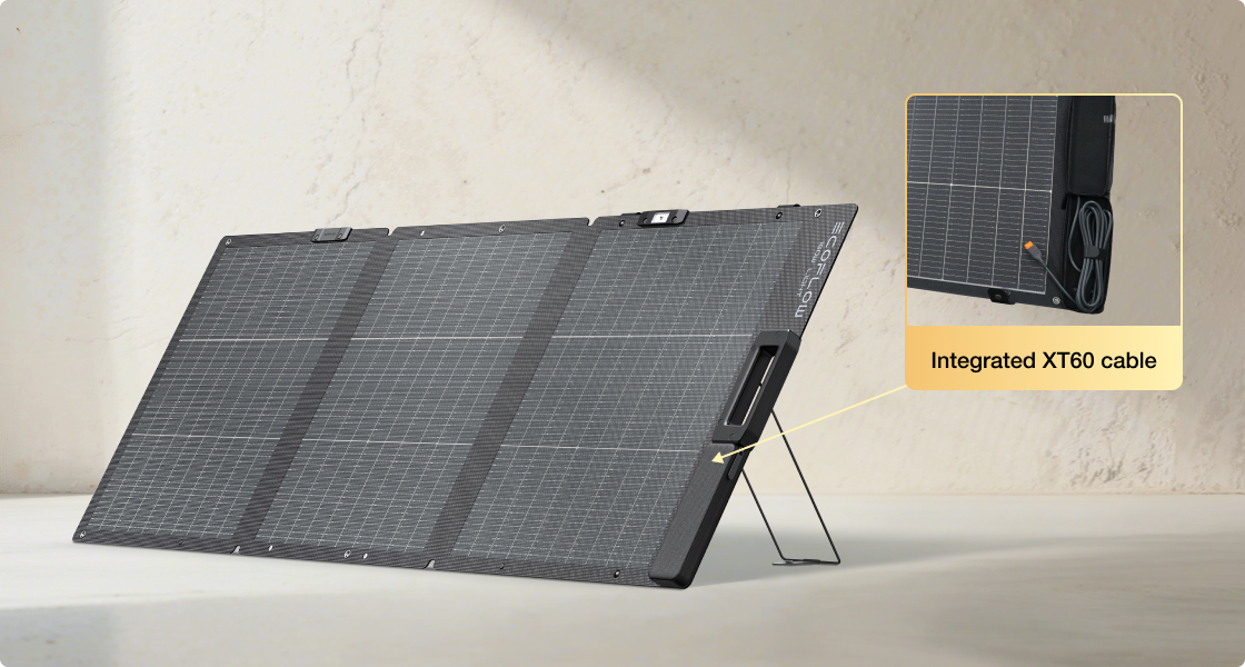 EcoFlow 160W Lightweight Portable Solar Panel built-in XT60 cable integrated into the panel